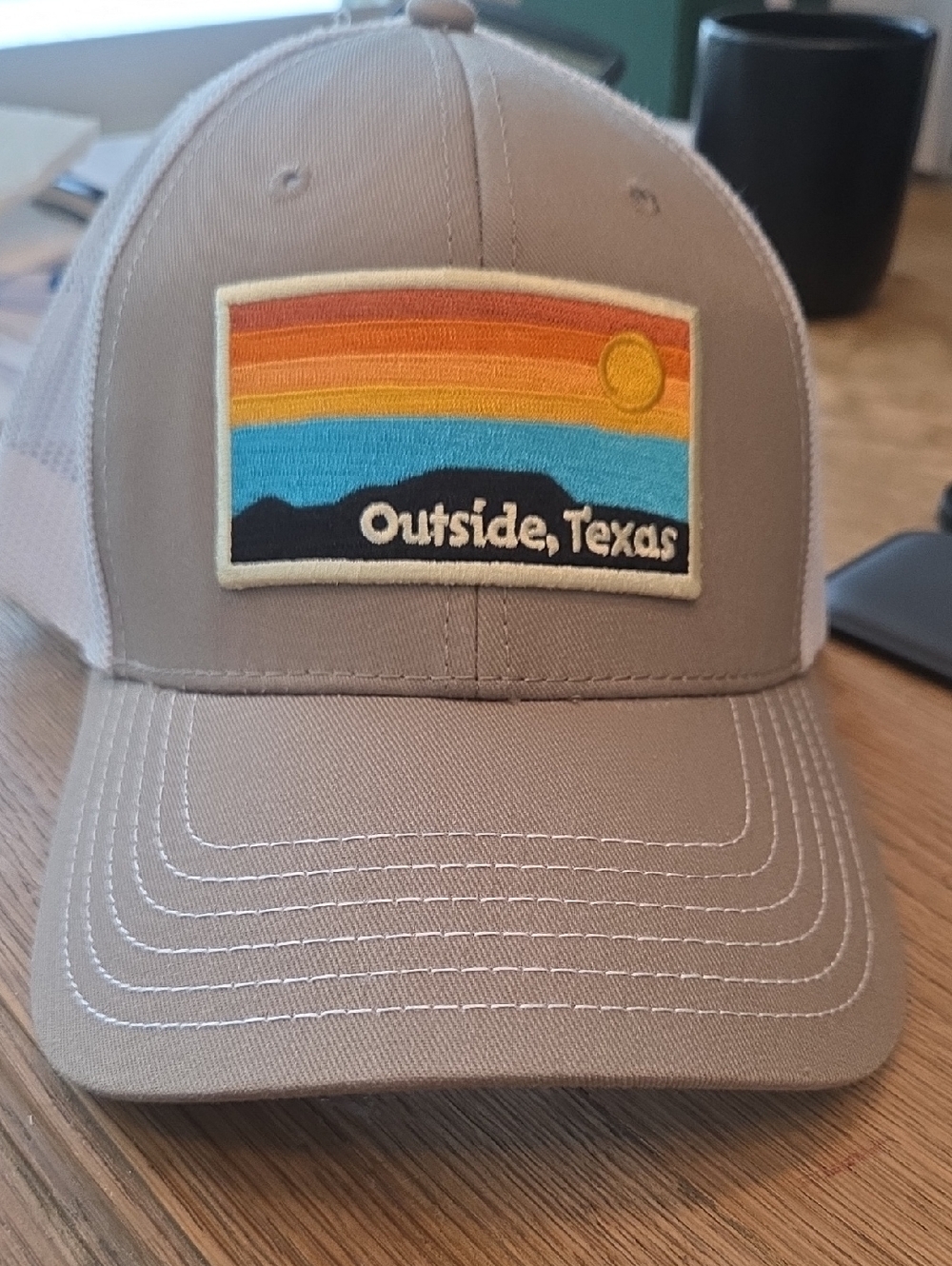 Outside, Texas Trucker Hat - Taupe with Sunset Patch
